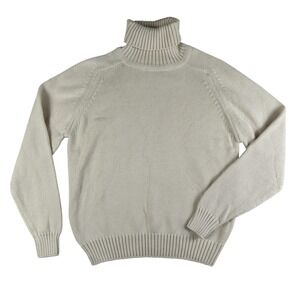 Vintage Cape Isle Knitters Sweater Womens Medium‎ White Turtleneck Made USA 90s